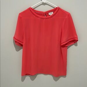 J Crew Women's Coral Pink Short Sleeve Blouse